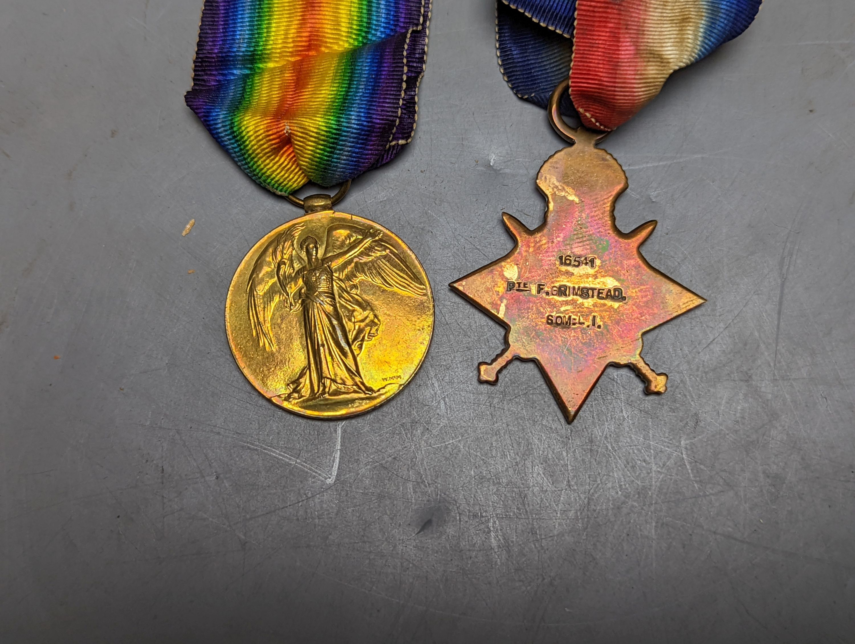 Five WWI medals to Pte. E. Harvey, SOM.L.I, 21622
